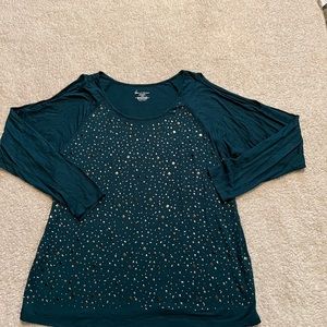 Lane Bryant long sleeve cold shoulder shirt plus size 18/20 bling embellished